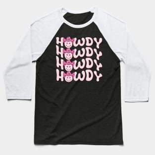 Groovy Howdy Western Girl Country Rodeo Pink Cowgirl Retro Baseball T-Shirt